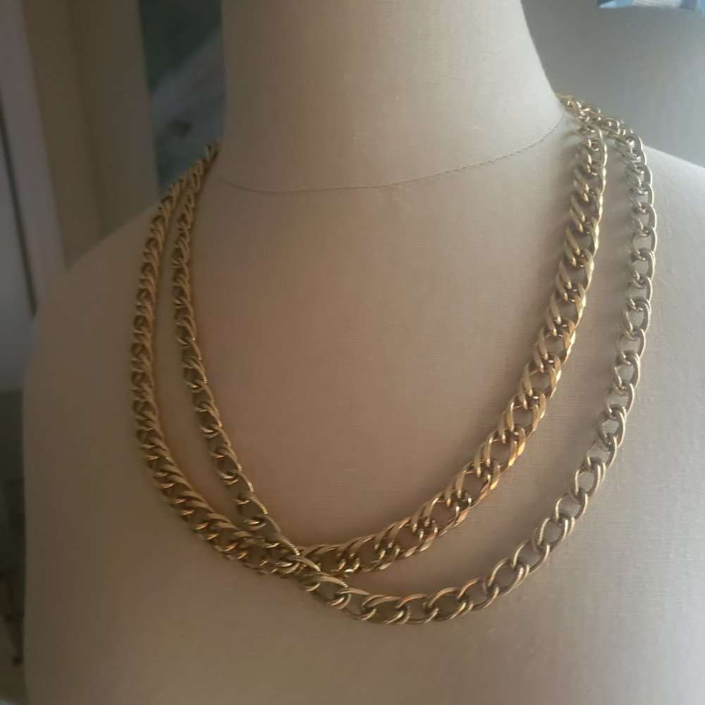 Bundle of 2 Gold Tone Chain Necklaces